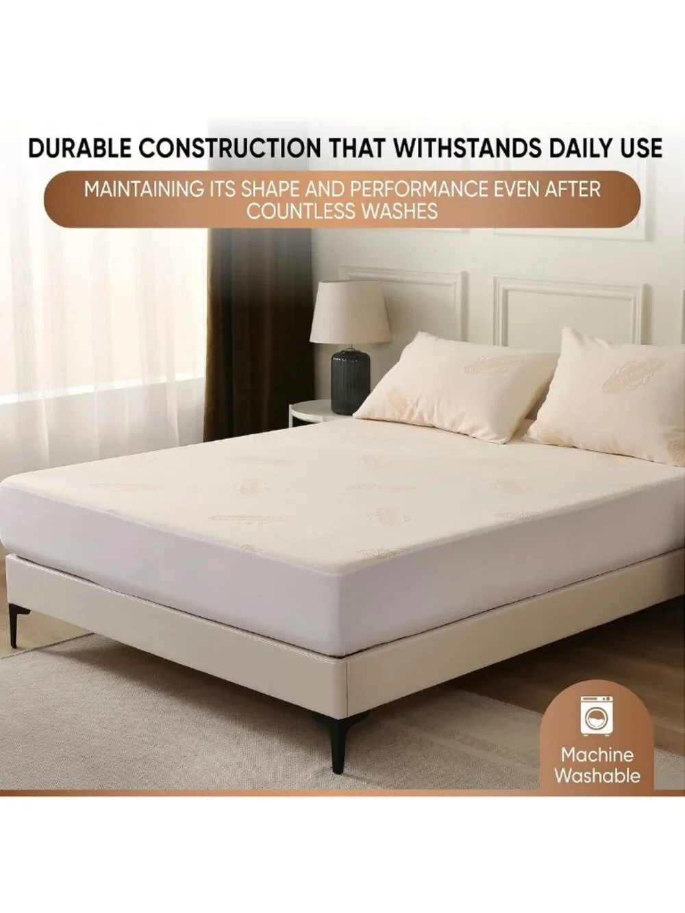Waterproof Twin Organic Mattress Protector - Soft Cotton, Noiseless, Deep Pocket